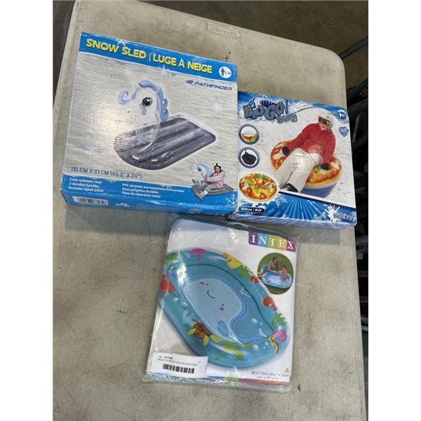 SNOW OR WATER UNICORN INFLATEBLE, TUBE, AND BABY POOL