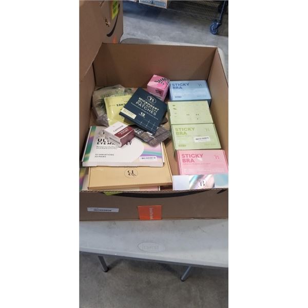 TRAY OF ASSORTED STICKY BRAS, LASH KITS, EYE PATCHES