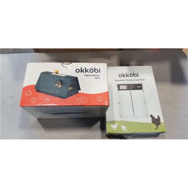 NEW OKKOBI EGG INCUBATOR (M10) AND OKKOBI AUTOMATIC CHICKEN COOP DOOR (GREY)