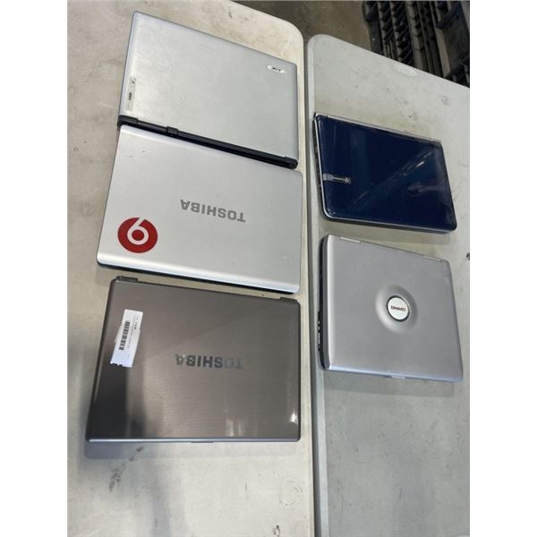 5 ASSORTED LAPTOPS. CONDITION UNKNOWN