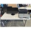 Image 1 : 2 MONITORS, PIXMA PRINTER AND UNDER DESK FOOT REST