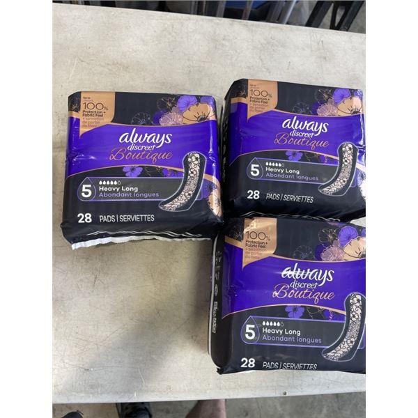 3 NEW 28PK ALWAYS PADS