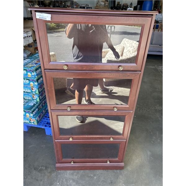 LAWYERS BOOKCASE IN DARK FINISH WITH 4 GLASS DOORS