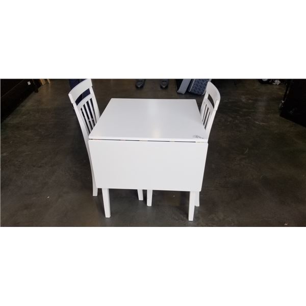 WHITE DROP SIDE DINETTE TABLE WITH 2 CHAIRS