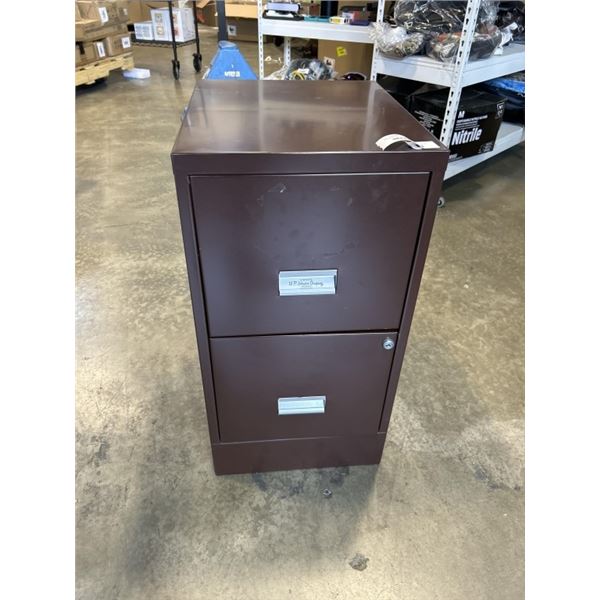 2 DRAWER BROWN FILING CABINET WITH KEY