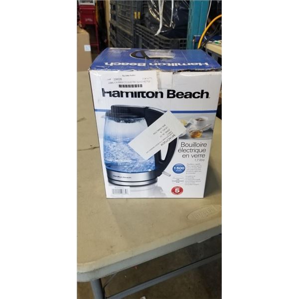 HAMILTON BEACH 1.7L ELECTRIC GLASS KETTLE - TESTED WORKING