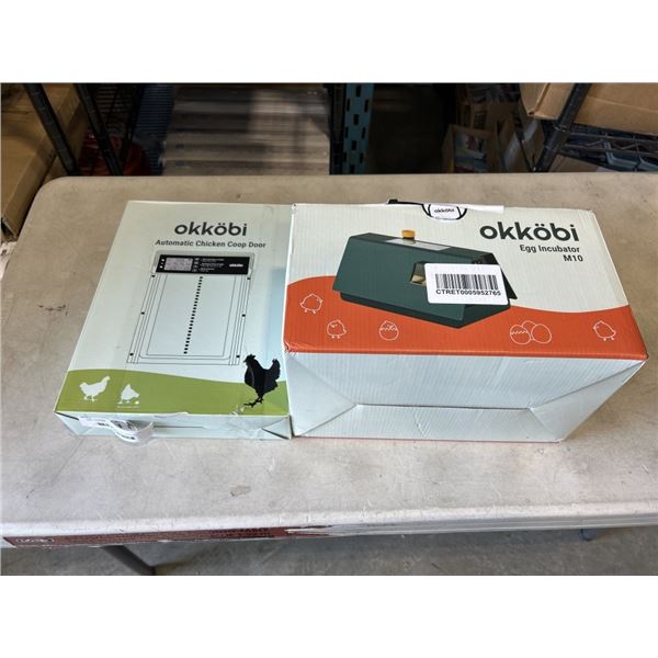 NEW OKKOBI EGG INCUBATOR (M10) AND OKKOBI AUTOMATIC CHICKEN COOP DOOR (GREY)