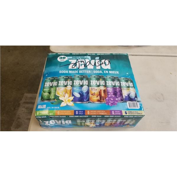 ZEVIA 30 PCS VARIETY PACK. A COUPLE CANS MAY BE MISSING
