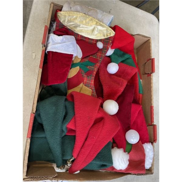 LOT OF CHRISTMAS HATS AND STOCKINGS