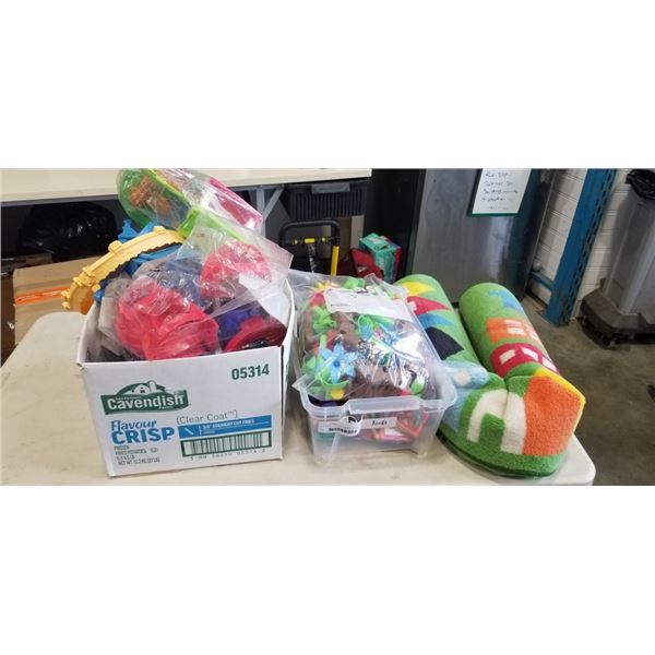 2 BOXES OF KIDS TOYS AND PLAY AREA CAPRET