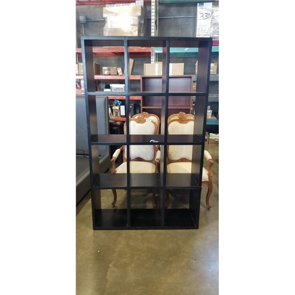 SOLID WOOD BLACK CUBICLE DISPLAY SHELF, VERY HEAVY