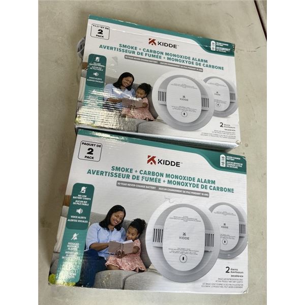 2 KIDDE 2 PACKS SMOKE + CARBON MONOXIDE ALARMS