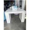 Image 1 : LARGE WHITE DESK W/ SIDE STORAGE SHELVES
