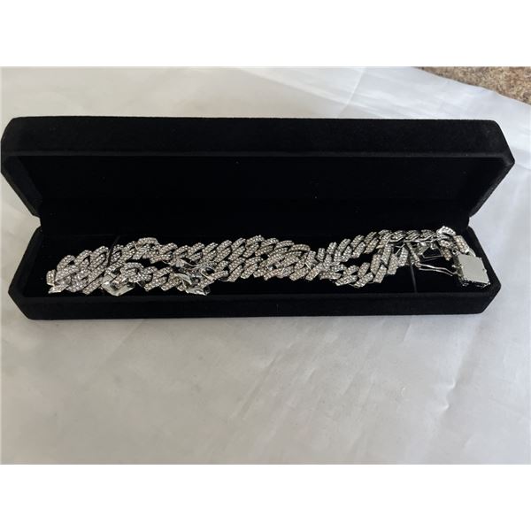 NEW PLATINUM PLATED 14.0MM ICED OUT CUBAN LINK NECKLACE 18" LONG