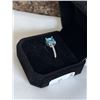 Image 3 : NEW PLATINUM PLATED 1.5CT CUSHION CUT BLUE SIMULATED DIAMOND (CZ) CHANEL RING SIZE 7
