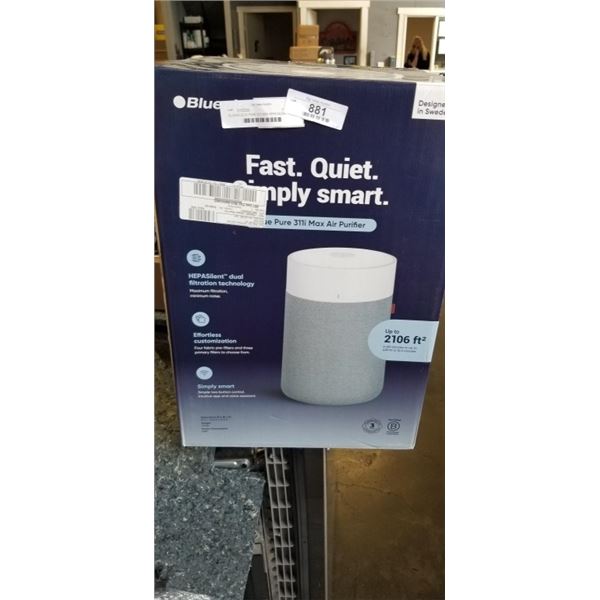 BLUEAIR BLUE PURE 311i MAX HEPA SILENT AIR PURIFIER, 2107 SQ FT - TESTED WORKING, RETAIL $319
