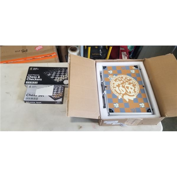 YELLOWMOUNTAIN CHINESE MAHJONG SET IN HARD CASE AND TRAVEL MAGNETIC CHESS& CHECKERS SET AND TRAVEL M