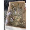 Image 4 : 2 TRAYS OF DRINKING GLASSES INCLUDING 2 HAND PAINTED WINE GLASSES