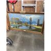 Image 1 : LARGE OIL PAINTING W/ LIGHT