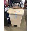 Image 1 : NEW RUBBERMAID SLIM JIM 68L STEP ON GARBAGE CONTAINER. BEIGE, BROKEN LID