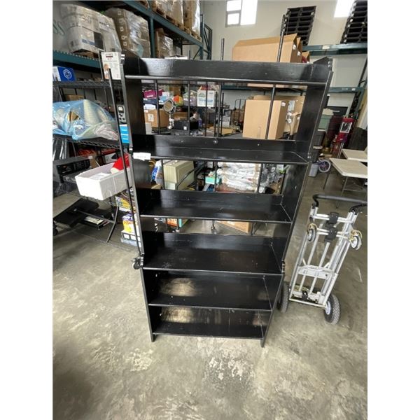 BLACK 6FT BOOKSHELF, 3FT WIDE