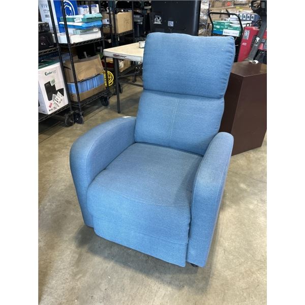 BLUE FABRIC RECLINER, GOOD CONDITION