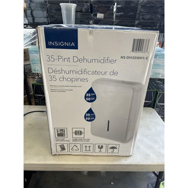 INSIGNIA DEHUMIDIFIER - 35 PINT - TESTED WORKING, RETAIL $329
