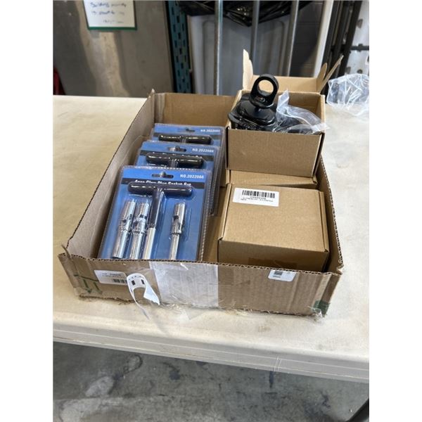 4 NEW 4PCS GLOW PLUG SOCKET SETS AND 4 NEW TWO PACK TRUCK BED CARGO TIE DOWNS