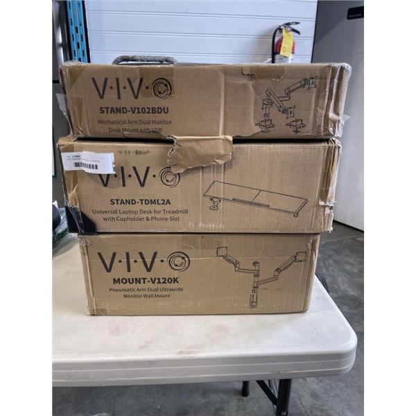 VIVO PNEUMATIC ARM DUAL ULTRAWIDE MONITOR WALL MOUNT AND VIVO UNIVERSAL LAPTOP DESK FOR TREADMILL WI