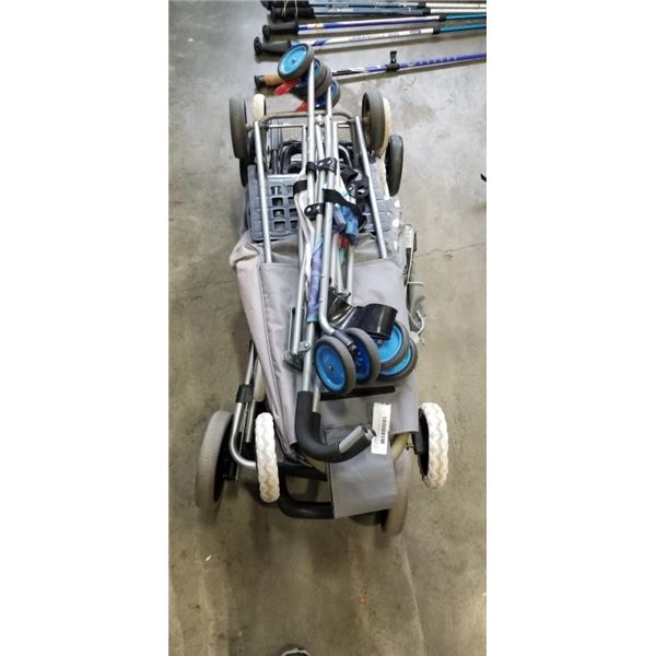 4 SHOPPING CARTS AND BABY STROLLER