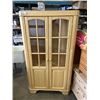 Image 1 : LIGHT WOOD CORNER CABINET WITH 2 DOORS AND GLASS SHELVES