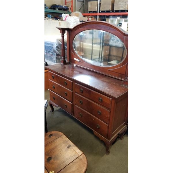 ANTIQUE SERVING CABINET WITH MIRROR GALLERY