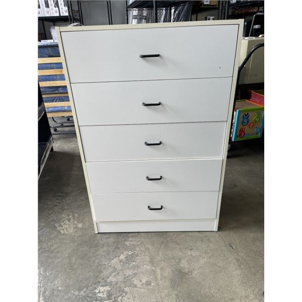 WHITE 5 DRAWER HIGHBOY DRESSER