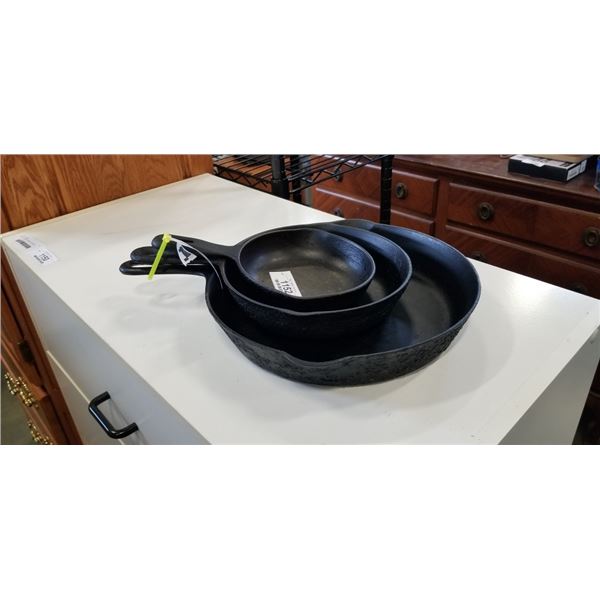 SET OF 3 CAST IRON PANS