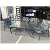 Image 3 : GLASSTOP PATIO TABLE W/ 4 CUSHIONED CHAIRS AND LOUNGE CHAIR FRAME ONLY