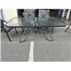 Image 6 : GLASSTOP PATIO TABLE W/ 4 CUSHIONED CHAIRS AND LOUNGE CHAIR FRAME ONLY