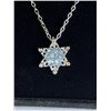 Image 3 : NEW PLATINUM PLATED 20.0MM BLUE SIMULATED DIAMOND (CZ) SNOWFLAKE NECKLACE, CHAIN 18" LONG
