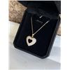 Image 2 : NEW 18K GOLD PLATED 24.0MM SIMULATED DIAMOND (CZ) HEART NECKLACE, CHAIN 18" LONG