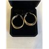 Image 2 : NEW 14K GOLD & PLATINUM PLATED 38.0MM TRIPLE TWISTED HOOP EARRINGS