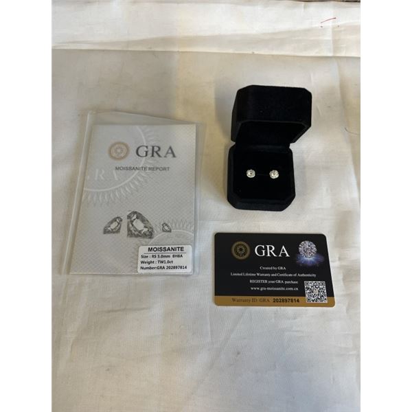 NEW S925 0.5CT EACH MOISSANITE STONE DIAMOND WAVE HALO STUD EARRINGS, MOUNTED IN 925 STERLING SILVER