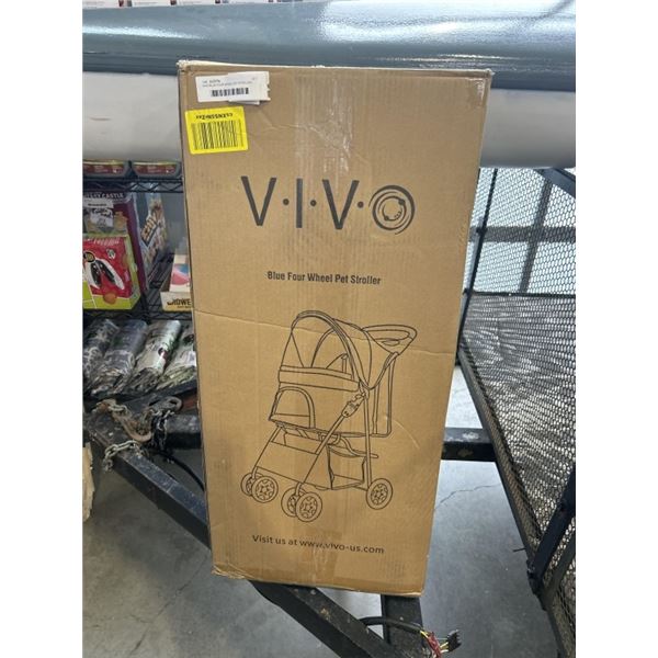 VIVO BLUE FOUR WHEEL PET STROLLER