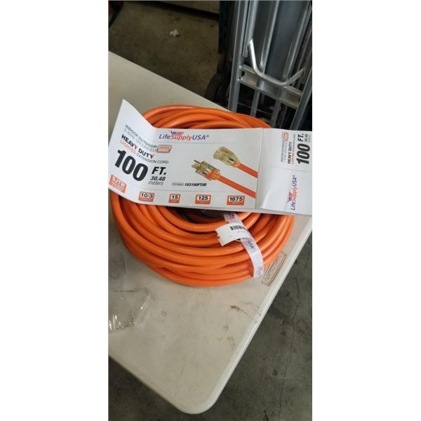 NEW HEAVY DUTY LIGHTED 100FT EXTENSION CORD. 10AWG/3C