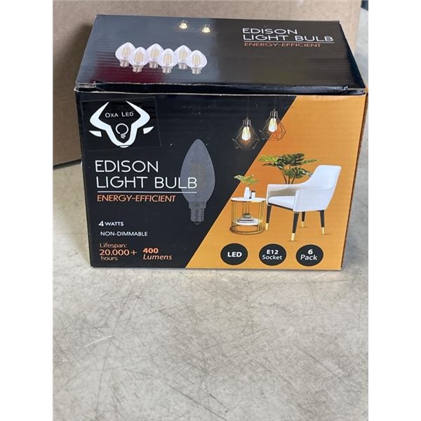 CASE OF NEW BOXES EDISON LIGHT BULBS