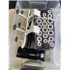Image 2 : PLASTIC TOTE WITH CON AIR HAIR DRYER, HAIR CURLER SET AND MIRROR