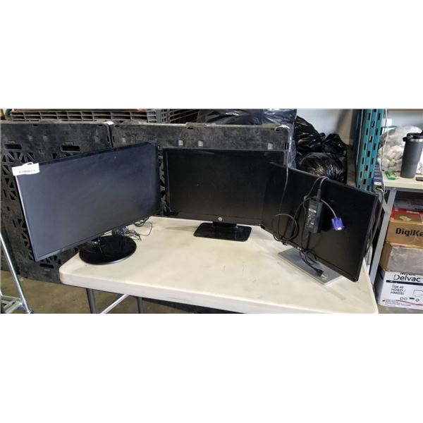 3 COMPUTER MONITORS - ALL WORKING