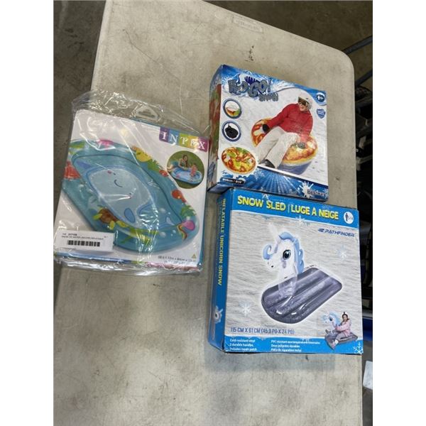 SNOW OR WATER UNICORN INFLATEBLE, TUBE, AND BABY POOL