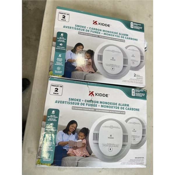 2 KIDDE 2 PACKS SMOKE + CARBON MONOXIDE ALARMS