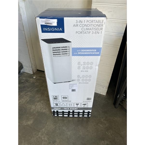 INSIGNIA 8000BTU PORTABLE AIR CONDITIONER - TESTED WORKING, RETAIL $499