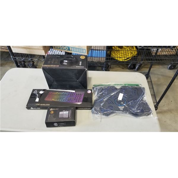 KLIM LAPTOP COOLING PAD AND KLIM CD-CASETTE PLAYER AND KLIM KEYBOARD AND KLIM CASETTE PLAYER