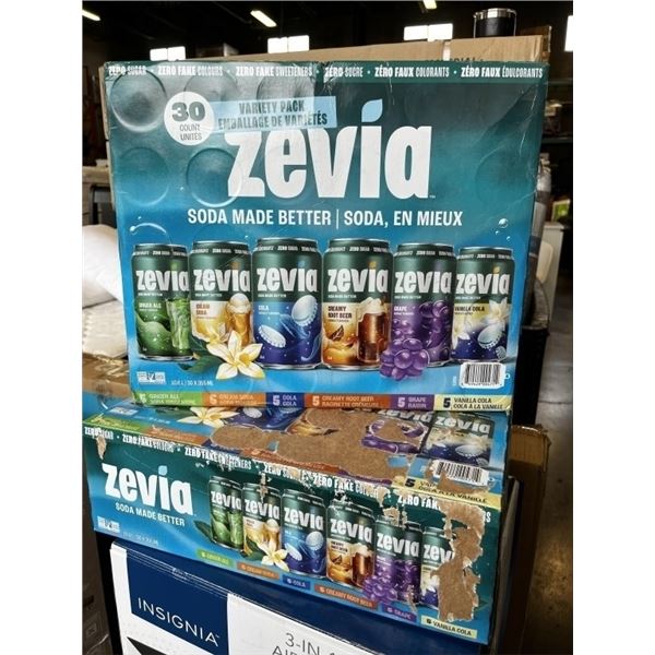 2 CASES OF ZEVIA VARIETY PACKS, SOME CANS MAY BE MISSING